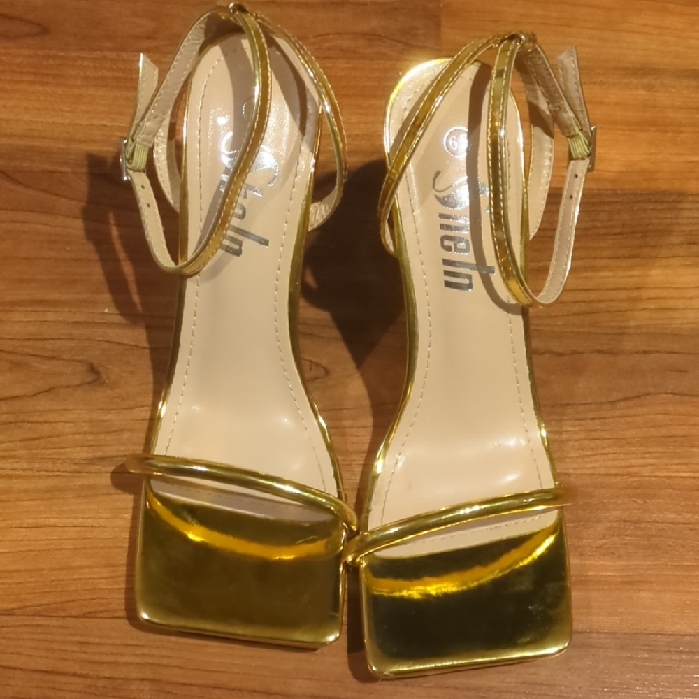 SHEIN Gold Strappy Heels
